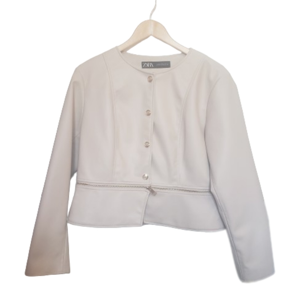 ZARA 2-in-1 Faux Leather Peplum/Crop Jacket: size XXL